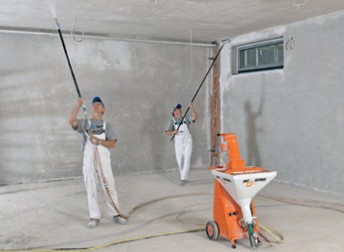 Anwender Beispiel einer Mischpumpe PFT Ritmo im kleinen Raum
